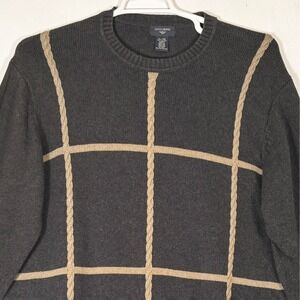 VTG 90s Dockers Grid Pattern Cable‎ Knit Sweater Mens XL Cotton Fisherman